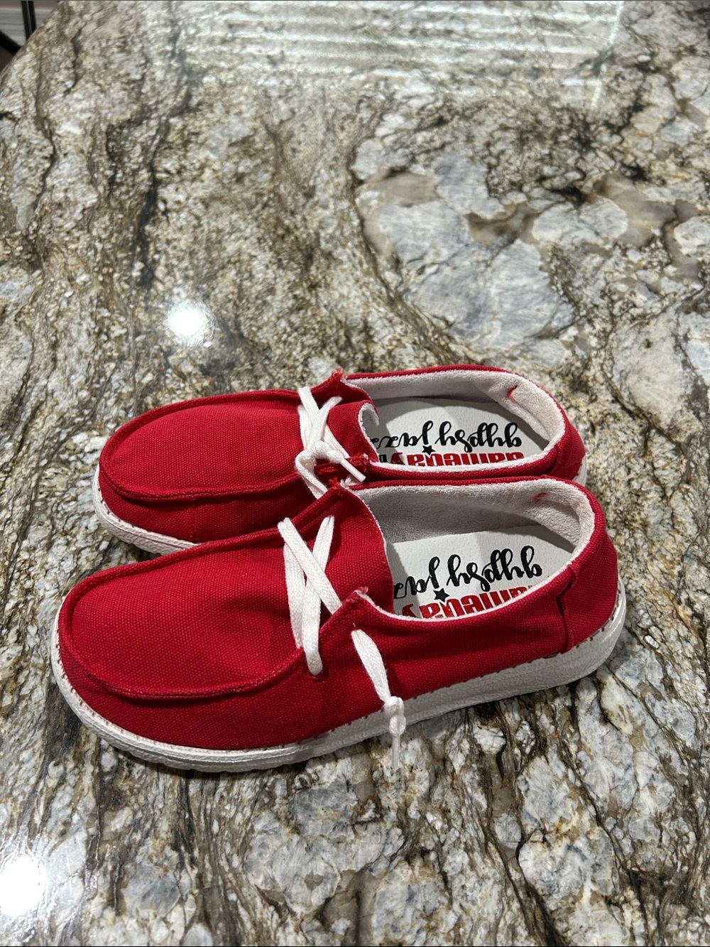 Gameday by Gypsy jazz Red Canvas Slip-On Shoes with White Laces